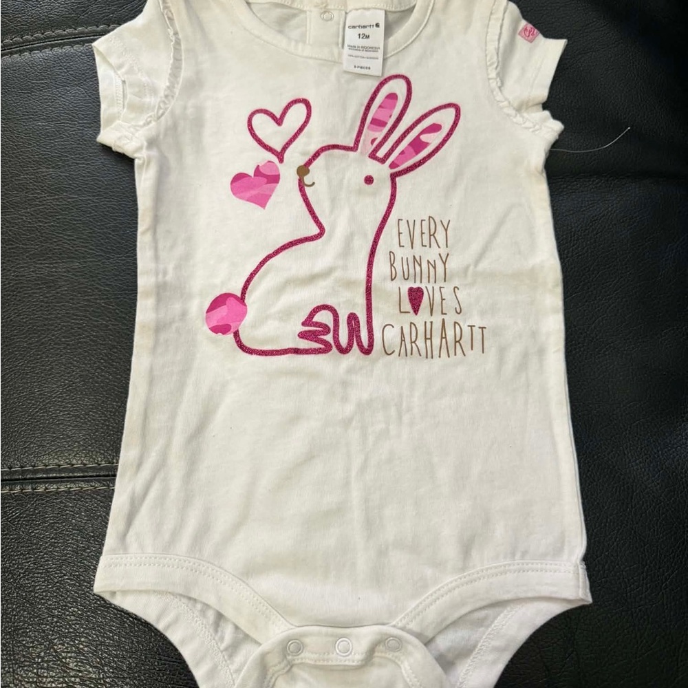 Carhartt White and Pink Bunny Bodysuit